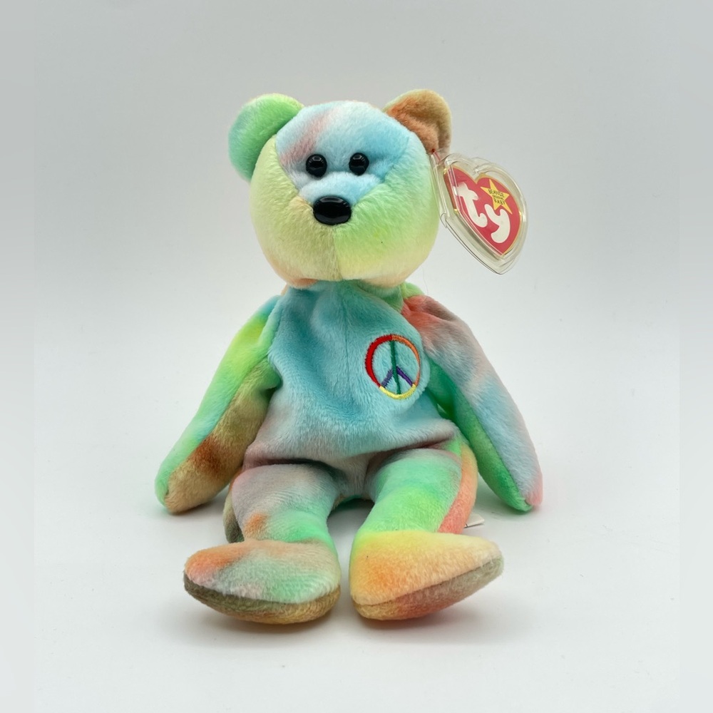 Vintage 90s Peace Bear, 1996 | TY Beanie Baby | Excellent Condition